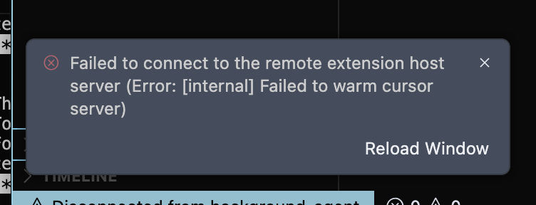 Cursor server warm error